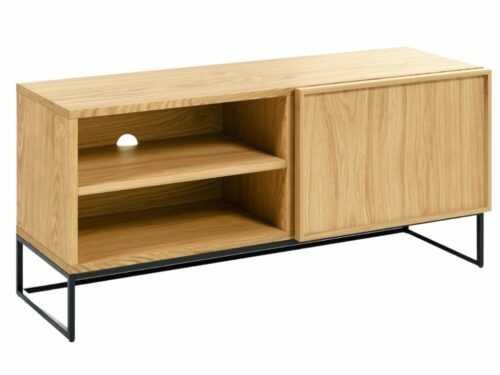 Dubový TV stolek LaForma Taiana I. s kovovou podnoží 112 x 42 cm