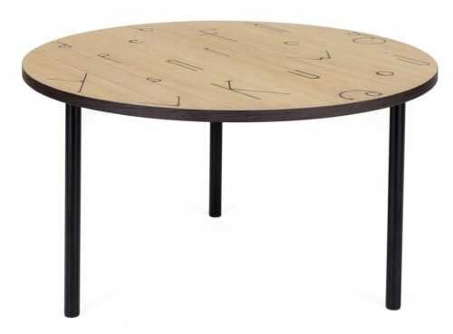 Dubový kulatý konferenční stolek Woodman Arty I. s kovovou podnoží 70 cm