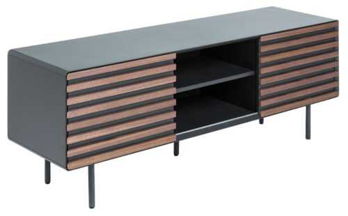 Grafitově černý dřevěný TV stolek LaForma Mahon 162x58 cm