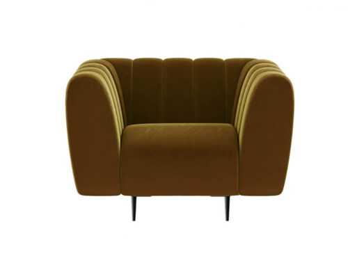 Medově žluté sametové křeslo Ghado Shel