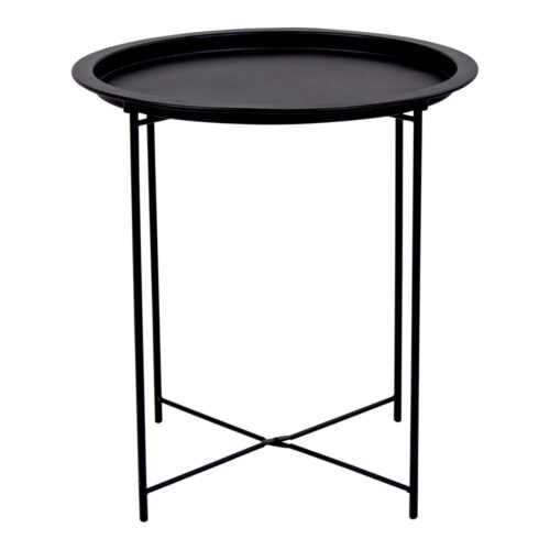 Nordic Living Černý kulatý odkládací stolek Ronan 46