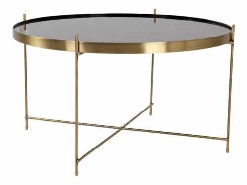 Nordic Living Zlatý kulatý skleněný konferenční stolek Emeli 70 cm