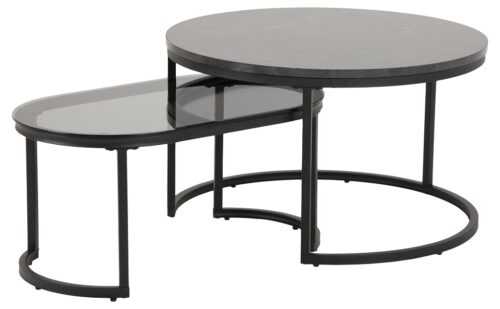SCANDI Set dvou černých konferenčních stolků Sprut 70/70 x 70/40 cm