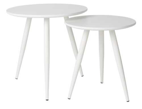 White Label Living Bílý set dvou odkládacích stolků WLL DAVEN 40/50 cm