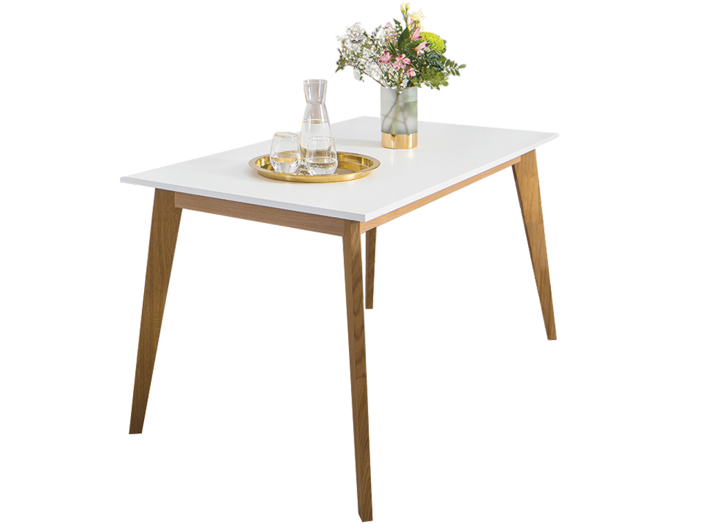 ARBYD Bílý dřevěný jídelní stůl Thia 140 x 80 cm