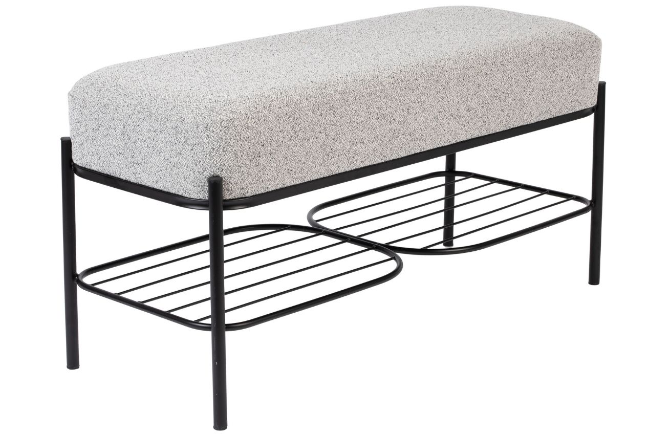 White Label Living Šedá látková lavice WLL MILOU 90 cm