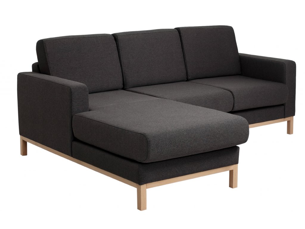 Nordic Design Tmavě šedá látková trojmístná rohová pohovka Skandi 215 cm