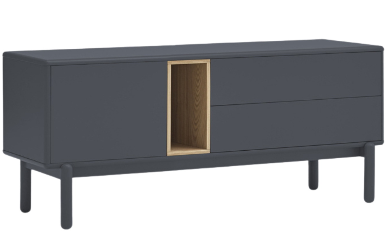 Antracitově šedý TV stolek Teulat Corvo 140 x 40 cm
