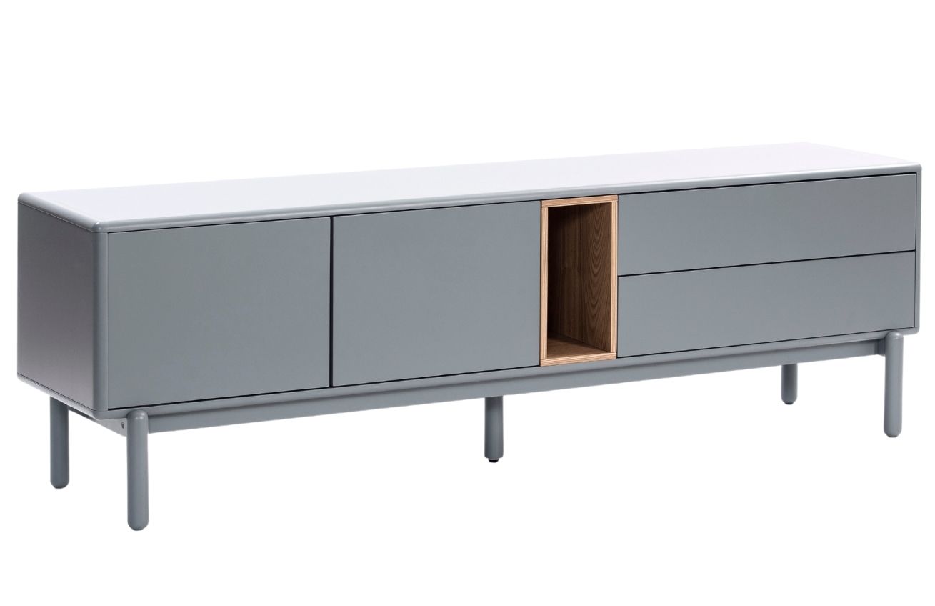 Modrošedý TV stolek Teulat Corvo 180 x 40 cm