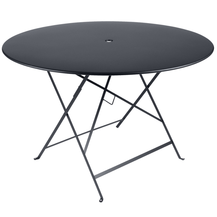 Antracitový kovový skládací stůl Fermob Bistro Ø 116 cm
