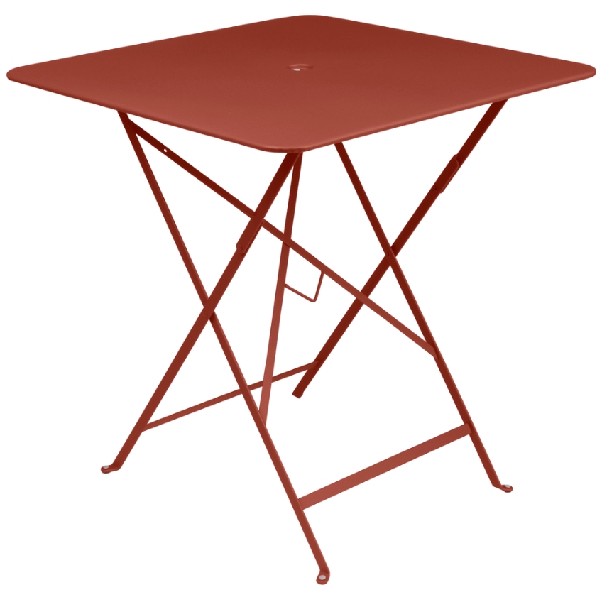 Okrově červený kovový skládací stůl Fermob Bistro 71 x 71 cm