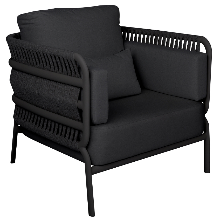 Černé látkové zahradní křeslo Mindo 106