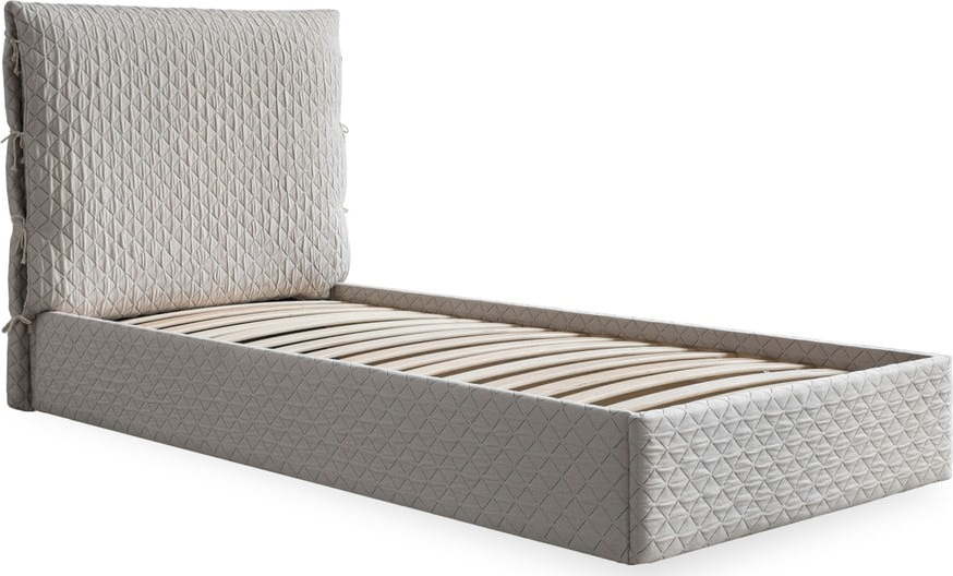 Béžová čalouněná jednolůžková postel s úložným prostorem s roštem 90x200 cm Sleepy Luna – Miuform