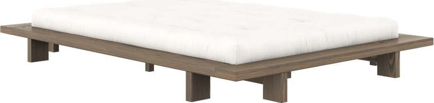 Hnědá dvoulůžková postel z borovicového dřeva s roštem 140x200 cm Japan – Karup Design