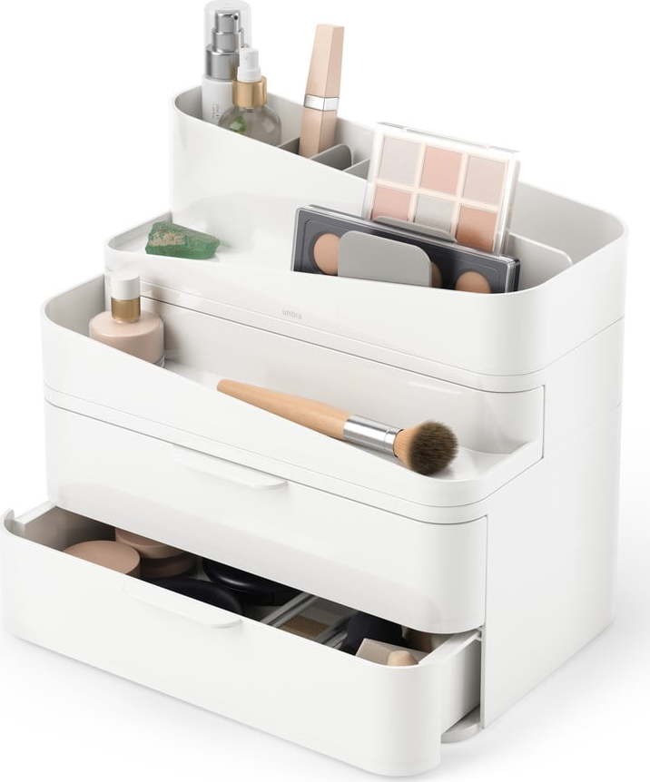 Bílý plastový koupelnový organizér na kosmetiku Glam – Umbra