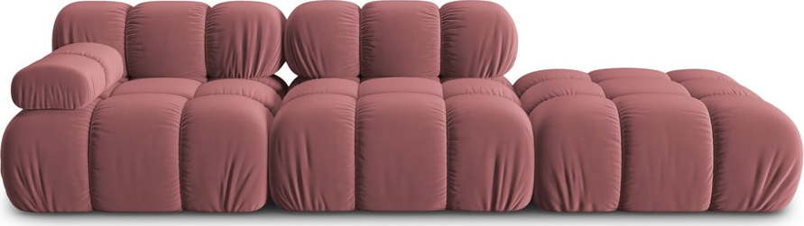 Růžová sametová pohovka 282 cm Bellis – Micadoni Home