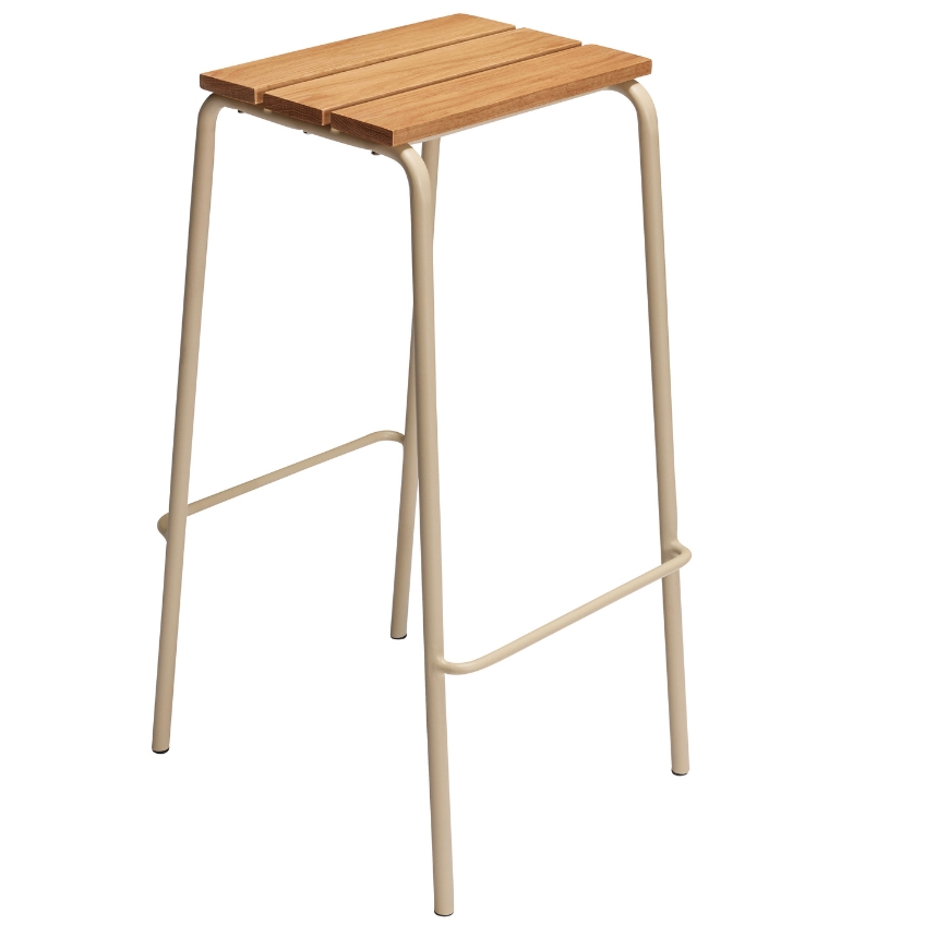 Béžová dřevěná barová židle Hübsch Stilt 76 cm