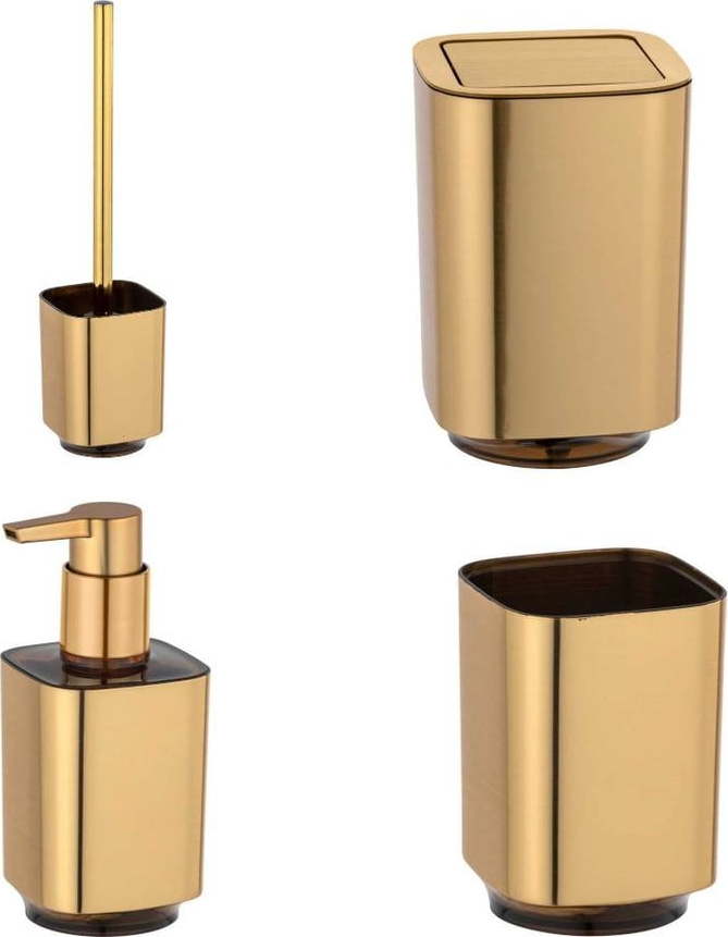 Plastová sada doplňků do koupelny ve zlaté barvě Auron – Wenko