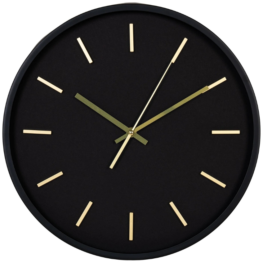 Nordic Living Černo-zlaté nástěnné hodiny Kensington 35 cm
