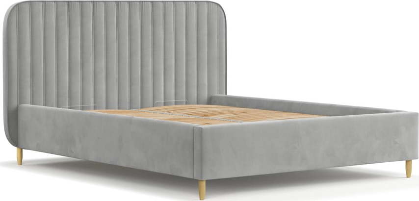 Šedá čalouněná dvoulůžková postel s úložným prostorem s roštem 120x200 cm Noto – Maison de Rêve