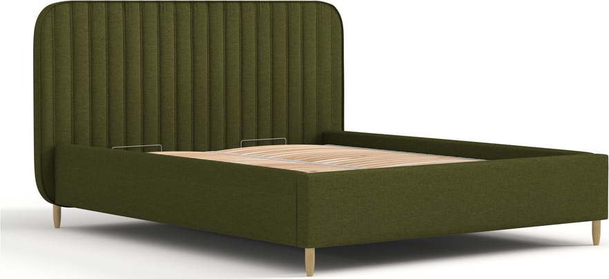 Zelená čalouněná dvoulůžková postel s úložným prostorem s roštem 120x200 cm Noto – Maison de Rêve