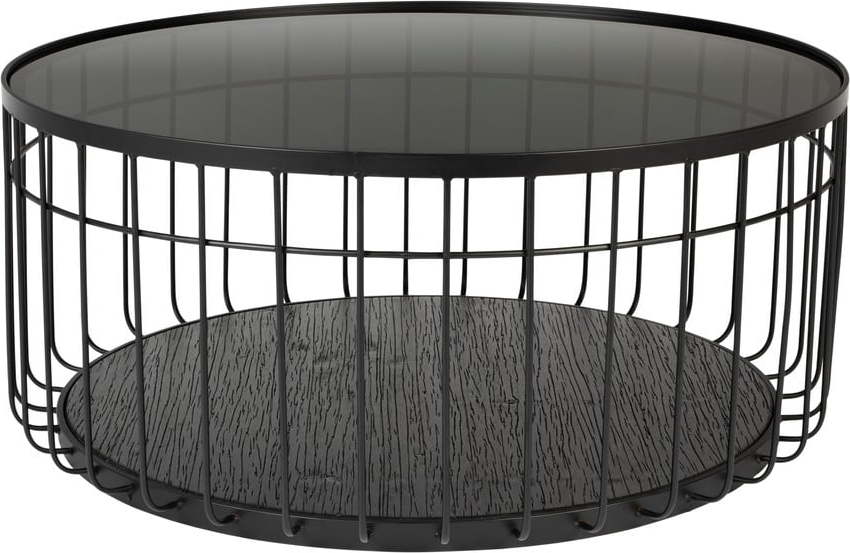 Černý kulatý konferenční stolek se skleněnou deskou 80x80 cm Lance – White Label