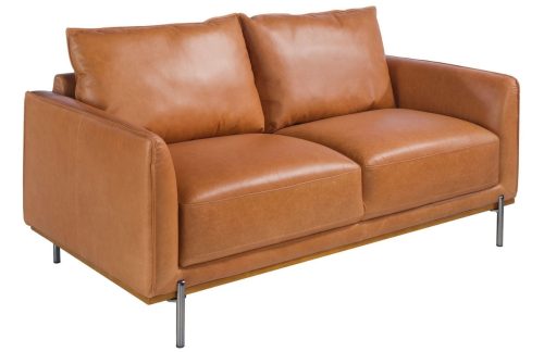 Koňakově hnědá kožená dvoumístná pohovka Angel Cerdá No. 6129