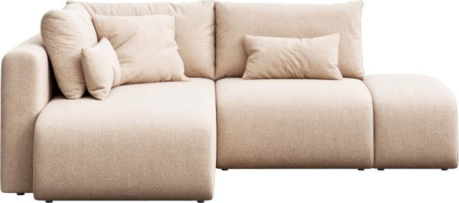 Béžová rozkládací rohová pohovka s úložným prostorem (levý roh/s lenoškou) Lumine – Ghado