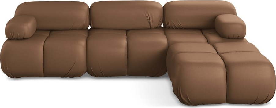 Hnědá modulární rohová pohovka z imitace kůže Lokua – Makamii