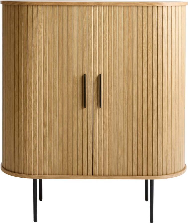Vinotéka v dekoru dubu s posuvnými dveřmi v přírodní barvě 100x118x40 cm Nola – Unique Furniture
