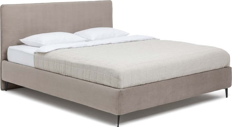 Čalouněná dvoulůžková postel taupe s matrací/s roštem 180x200 cm Noira Slim – Bonami Selection