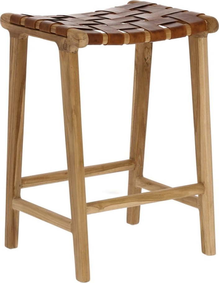 Kožená barová židle v přírodní barvě (výška sedáku 67 cm) Calixta – Kave Home