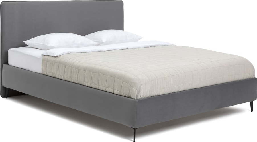 Šedá čalouněná dvoulůžková postel s matrací/s roštem 180x200 cm Noira Slim – Bonami Selection