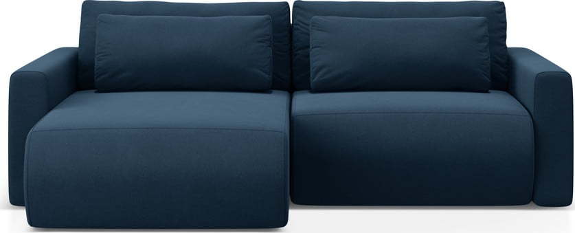 Tmavě modrá sametová rozkládací rohová pohovka s úložným prostorem Belfast – Cosmopolitan Design