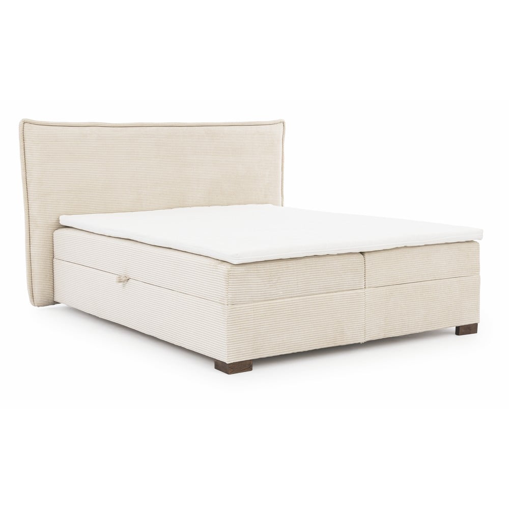 Béžová boxspring postel s úložným prostorem 140x200 cm Lysa – Ropez
