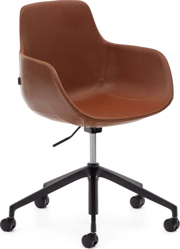 Koňakově hnědá kancelářská židle z imitace kůže Tissiana – Kave Home