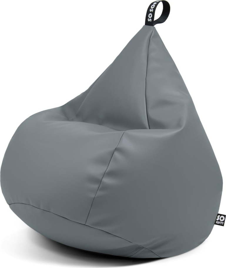 Šedý sedací vak z imitace kůže Drop L – So Soft?