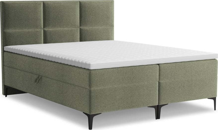 Zelená boxspring postel s úložným prostorem 140x200 cm Pakalana – Makamii